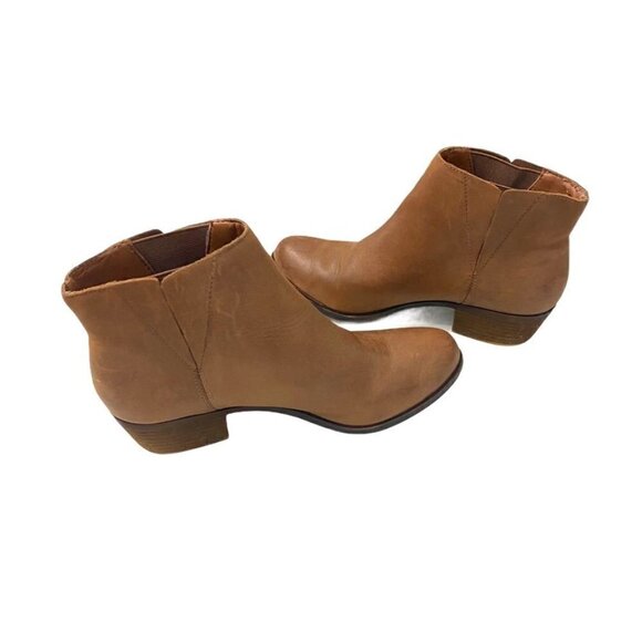 Lucky Brand Leather Benissa Booties Ankle Boots Dark Saddle Tan/Brown Size 6.5 - Picture 4 of 14